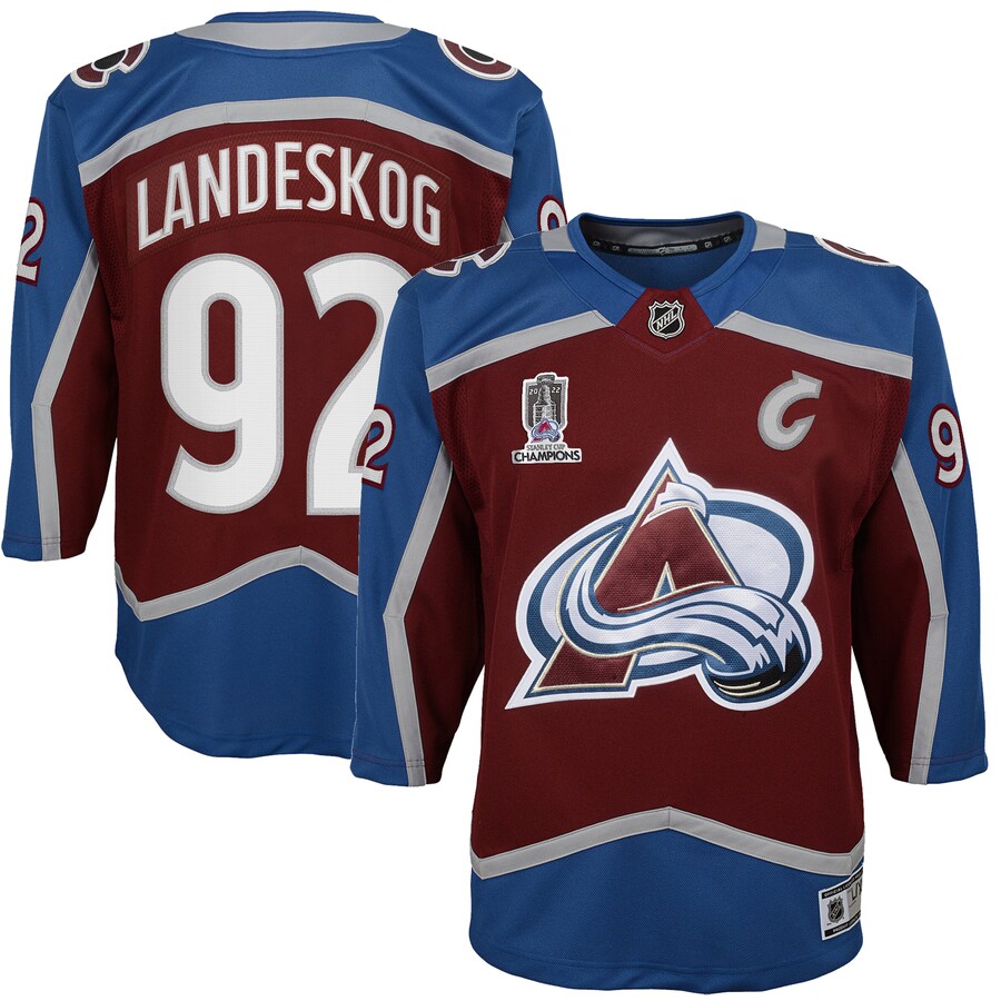 Youth Colorado Avalanche Gabriel Landeskog Burgundy Home 2022 Stanley Cup Champions Premier Player Jersey - Jersey