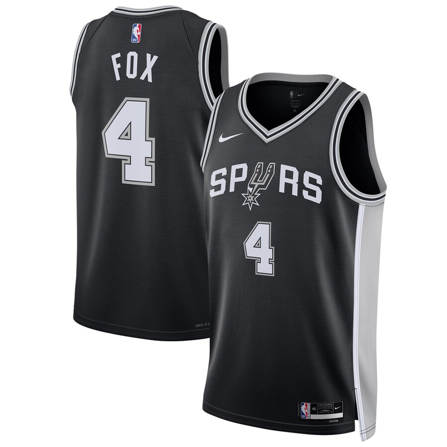 Unisex San Antonio Spurs De'Aaron Fox Nike Black Swingman Player Jersey - Icon Edition - Jersey