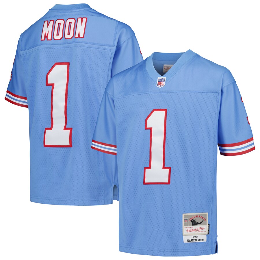 Youth Houston Oilers Warren Moon Mitchell & Ness Light Blue Gridiron Classics 1993 Retired Player Legacy Jersey - Jersey
