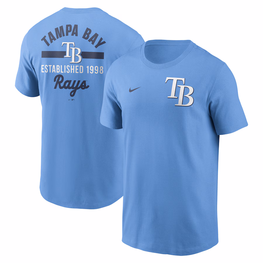 Men's Tampa Bay Rays Nike Light Blue 2-Hit T-Shirt - Jersey