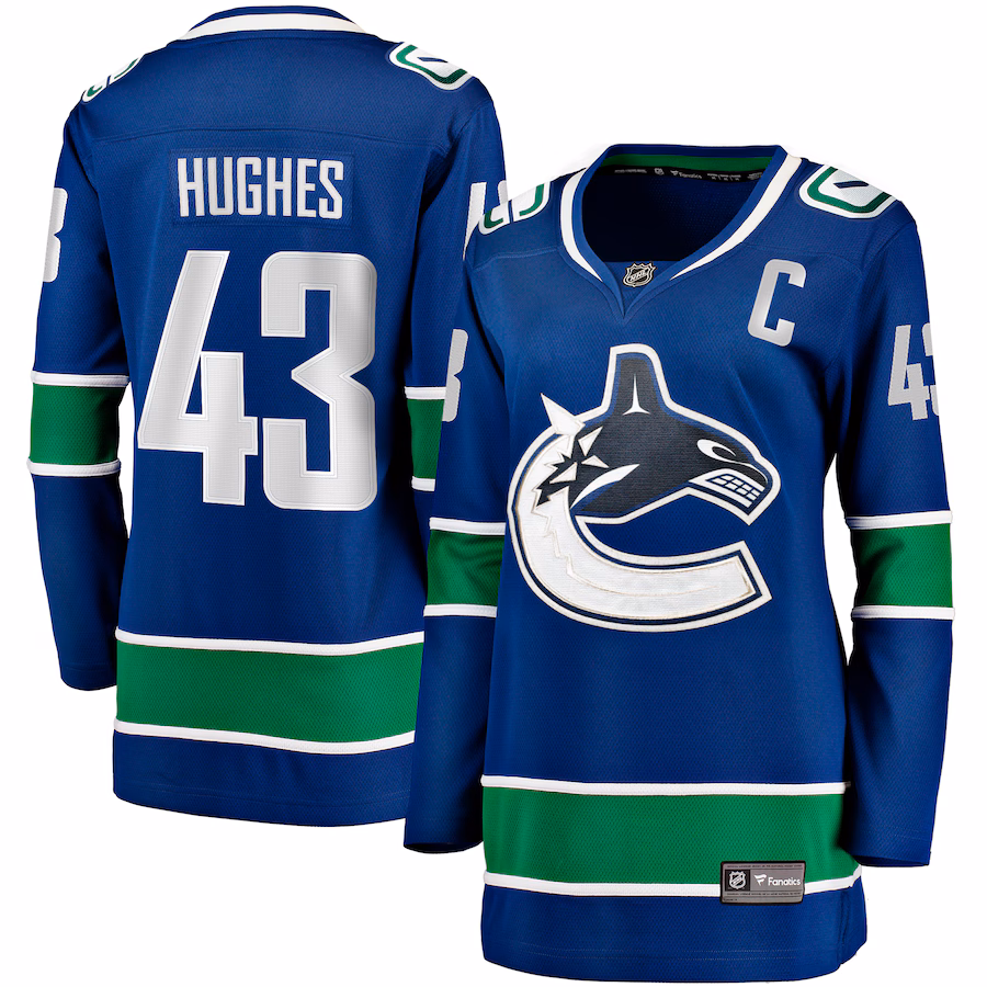 Women's Vancouver Canucks Quinn Hughes Fanatics Blue Home Breakaway Player Jersey - Jersey