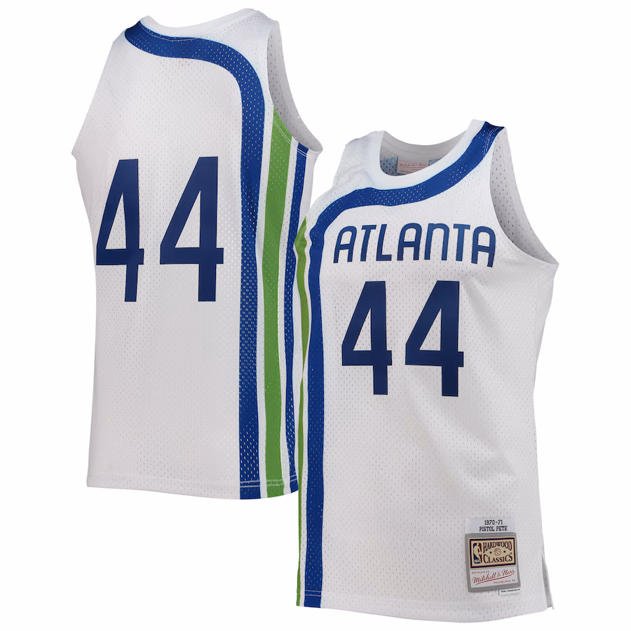 Men's Atlanta Hawks Pete Maravich Mitchell & Ness White 1970/71 Hardwood Classics Swingman Jersey - Jersey