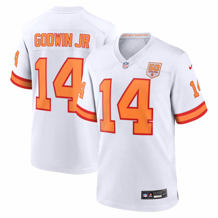 Men's '76 Tampa Bay Buccaneers Chris Godwin Jr. Nike White 50th Season Game Jersey - Jersey