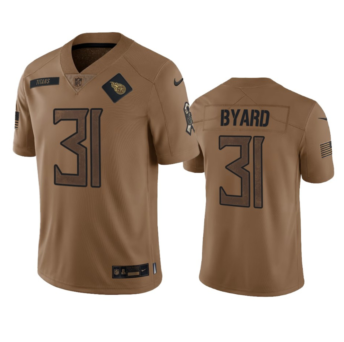 Men's Tennessee Titans #31 Kevin Byard 2023 Brown Salute To Service Football Stitched Jersey - Jersey