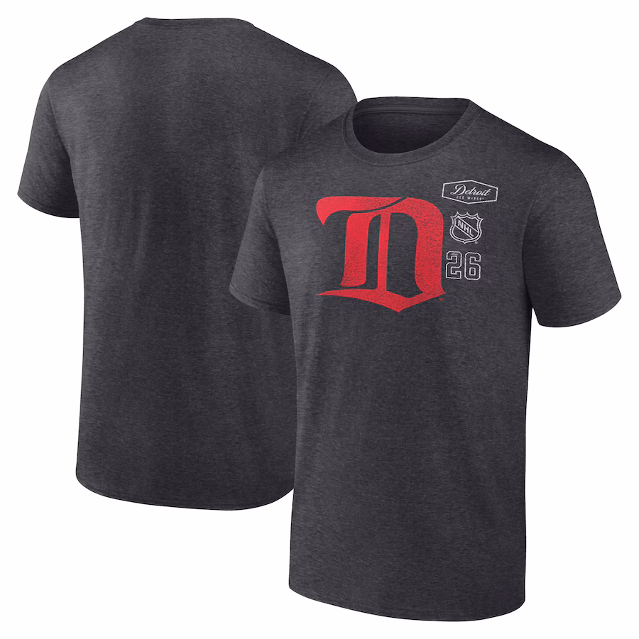 Men's Detroit Red Wings Fanatics Heather Charcoal Origin T-Shirt - Jersey