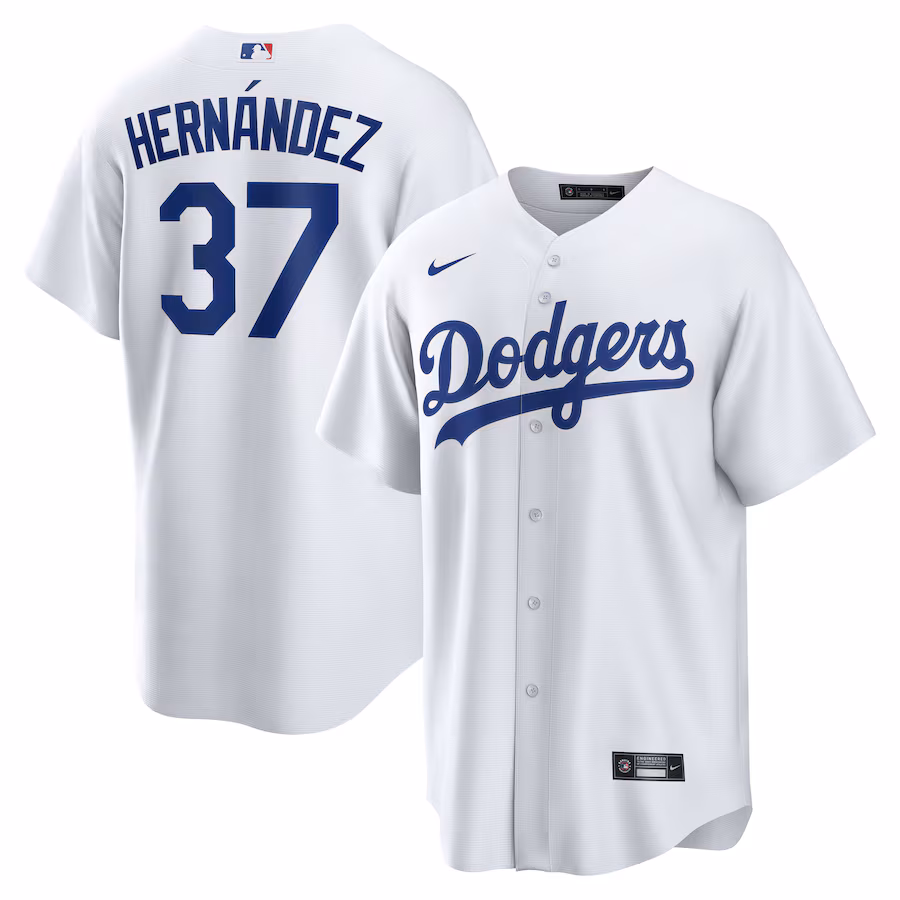 Men's Los Angeles Dodgers Teoscar Hernandez Nike White Home Replica Jersey - Jersey