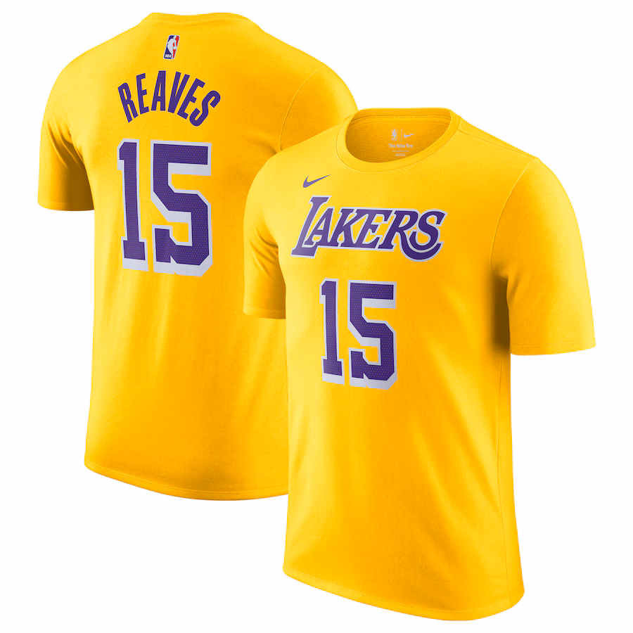 Men's Los Angeles Lakers Austin Reaves Nike Gold Icon Edition Name & Number T-Shirt - Jersey