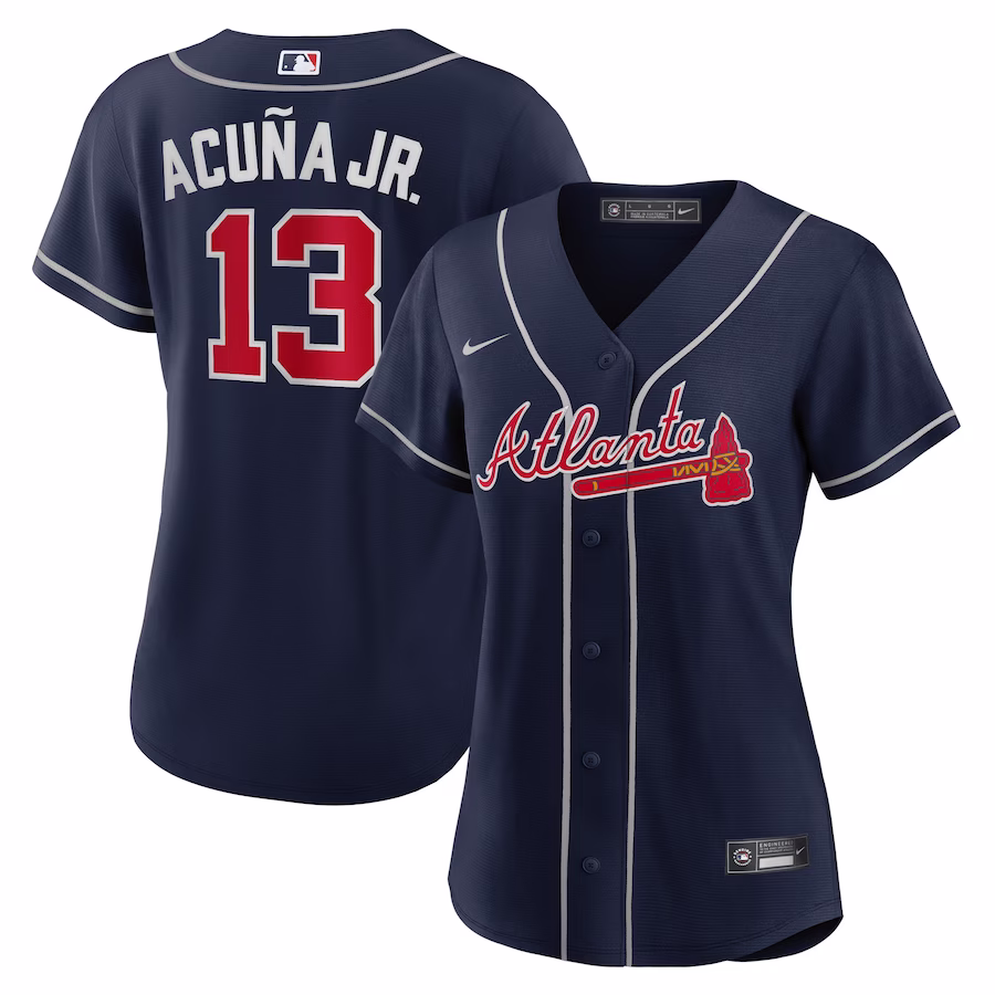 Women's Atlanta Braves Ronald Acuna Jr. Nike Navy Alternate Replica Player Jersey - Jersey