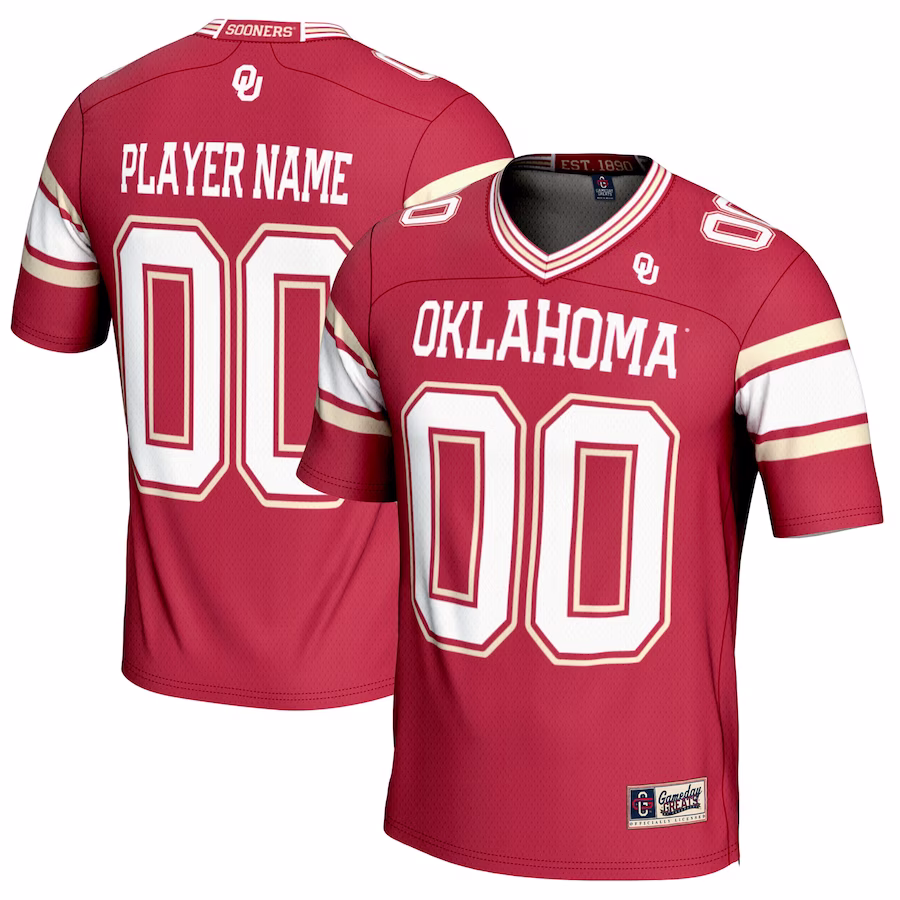 Oklahoma Sooners GameDay Greats NIL Pick-A-Player Football Jersey - Crimson - Jersey