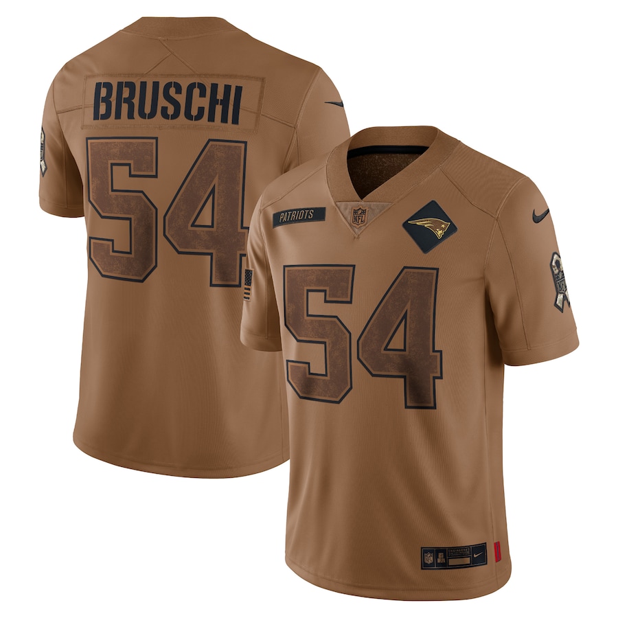 Women's New England Patriots Tedy Bruschi Nike Brown 2023 Salute To Service Retired Player Limited Jersey - Jersey