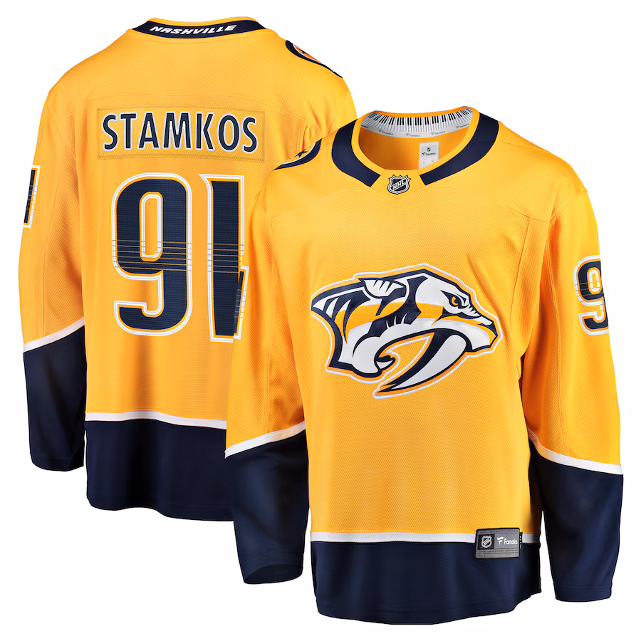 Men's Nashville Predators Steven Stamkos Fanatics Gold Home Premier Breakaway Player Jersey - Jersey