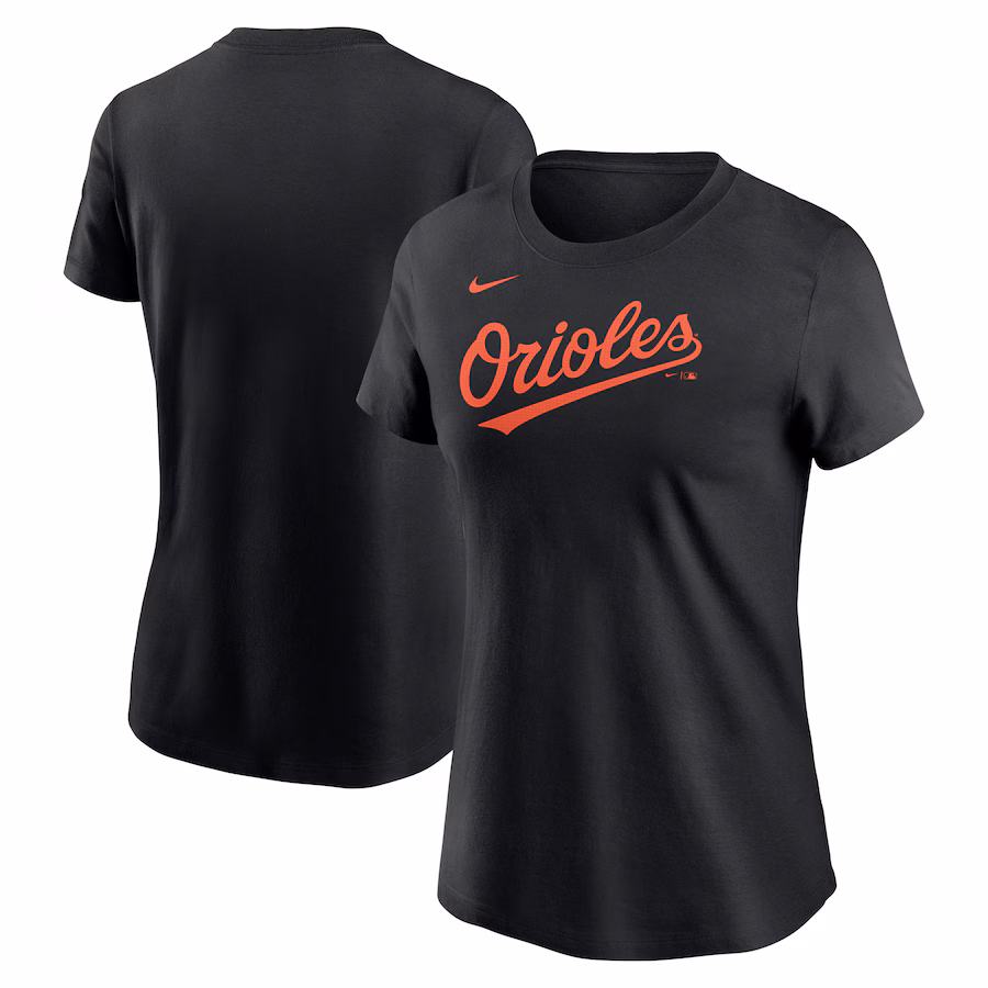 Women's Baltimore Orioles Nike Black Fuse Wordmark T-Shirt - Jersey