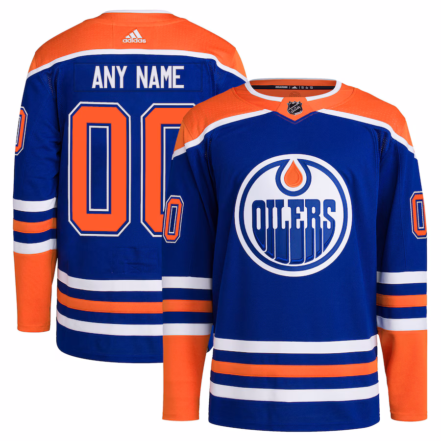 Men's Edmonton Oilers adidas Royal Home Primegreen Authentic Custom Jersey - Jersey