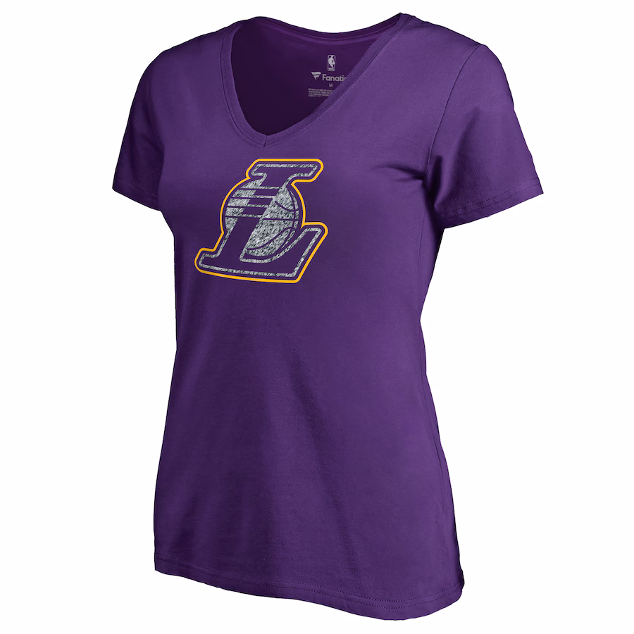 Women's Los Angeles Lakers Purple Static Logo V-Neck T-Shirt - Jersey