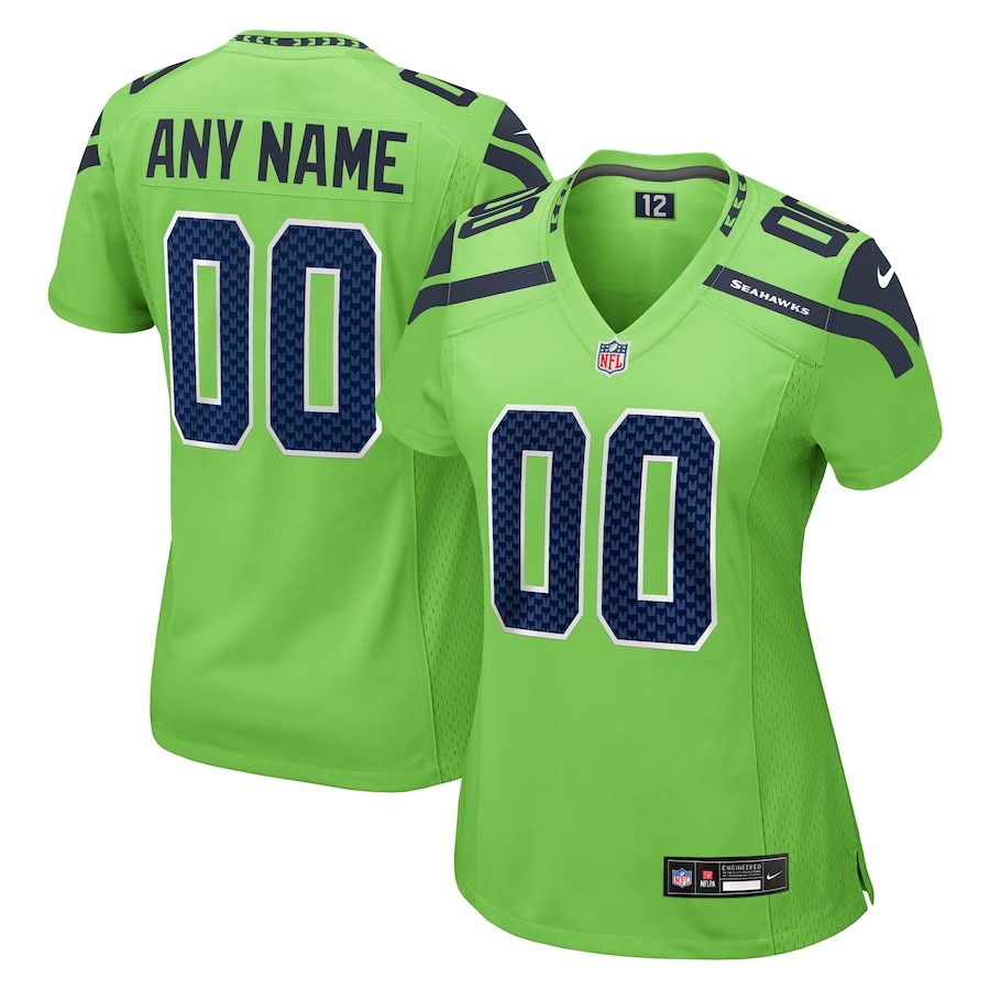 Women's Seattle Seahawks Nike Neon Green Alternate Custom Game Jersey - Jersey