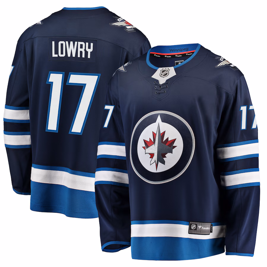 Men's Winnipeg Jets Adam Lowry Fanatics Navy Breakaway Replica Jersey - Jersey