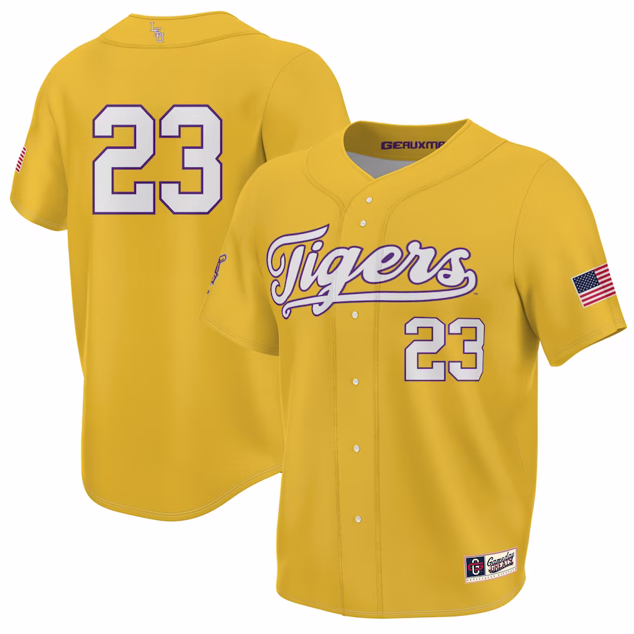 #23 LSU Tigers GameDay Greats Youth 2023 NCAA Baseball College World Series Champions Lightweight Jersey - Gold - Jersey