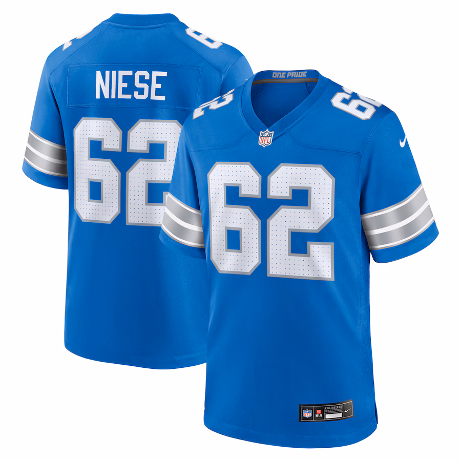 Men's Detroit Lions Michael Niese Nike Blue Team Game Jersey - Jersey