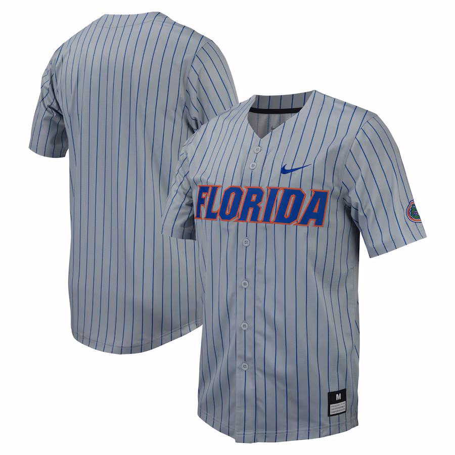 Men's Nike Gray Florida Gators Pinstripe Replica Full-Button Baseball Jersey - Jersey