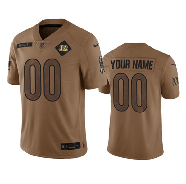 Men's Cincinnati Bengals Active Player Custom 2023 Brown Salute To Service Limited Football Stitched Jersey - Jersey