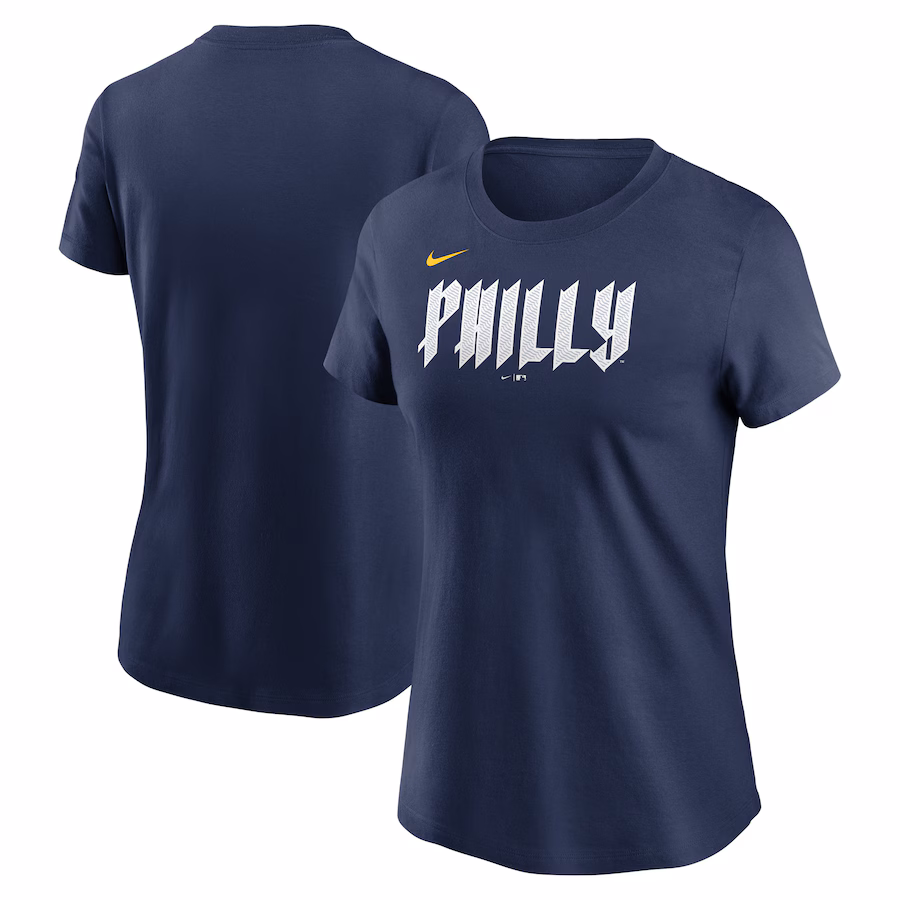 Women's Philadelphia Phillies Nike Navy 2024 City Connect Wordmark T-Shirt - Jersey