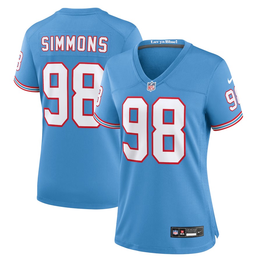 Women's Tennessee Titans Jeffery Simmons Nike Light Blue Player Jersey - Jersey