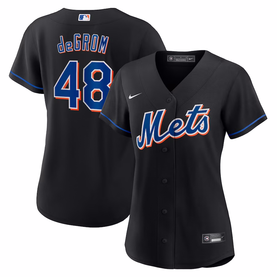 Women's New York Mets Jacob deGrom Nike Black 2022 Alternate Replica Player Jersey - Jersey