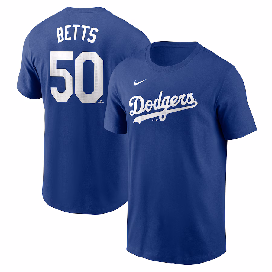 Men's Los Angeles Dodgers Mookie Betts Nike Royal Fuse Name & Number T-Shirt - Jersey