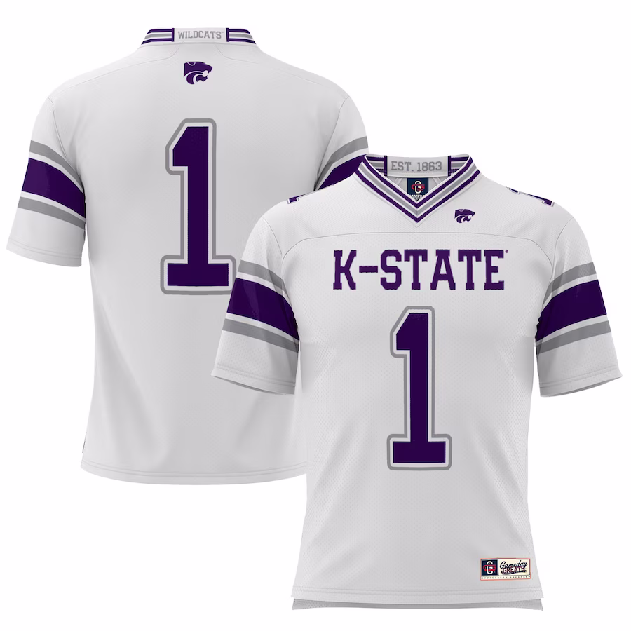 #1 Kansas State Wildcats GameDay Greats Youth Football Jersey – White - Jersey