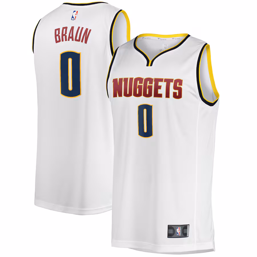 Men's Denver Nuggets Christian Braun Fanatics White Fast Break Player Jersey - Association Edition - Jersey