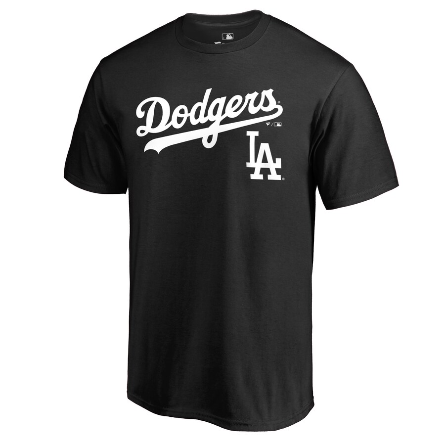 Men's Los Angeles Dodgers Black Team Lockup T-Shirt - Jersey