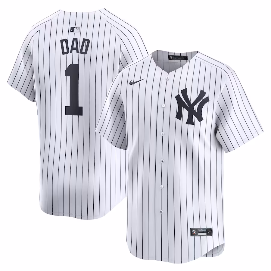 Men's New York Yankees Nike White #1 Dad Home Limited Jersey - Jersey
