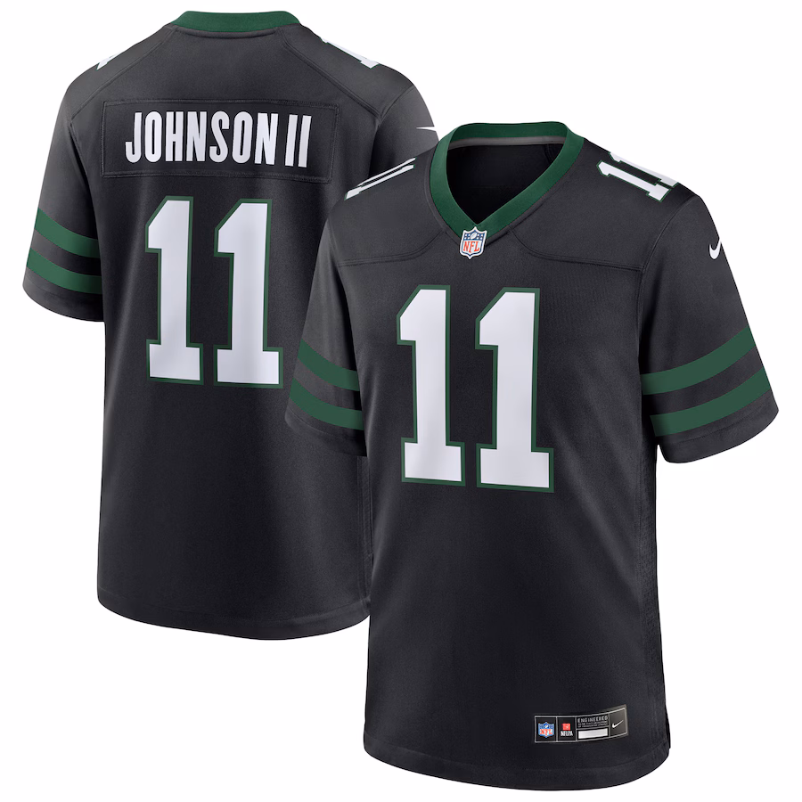 Men's New York Jets Jermaine Johnson II Nike Legacy Black Alternate Game Jersey - Jersey