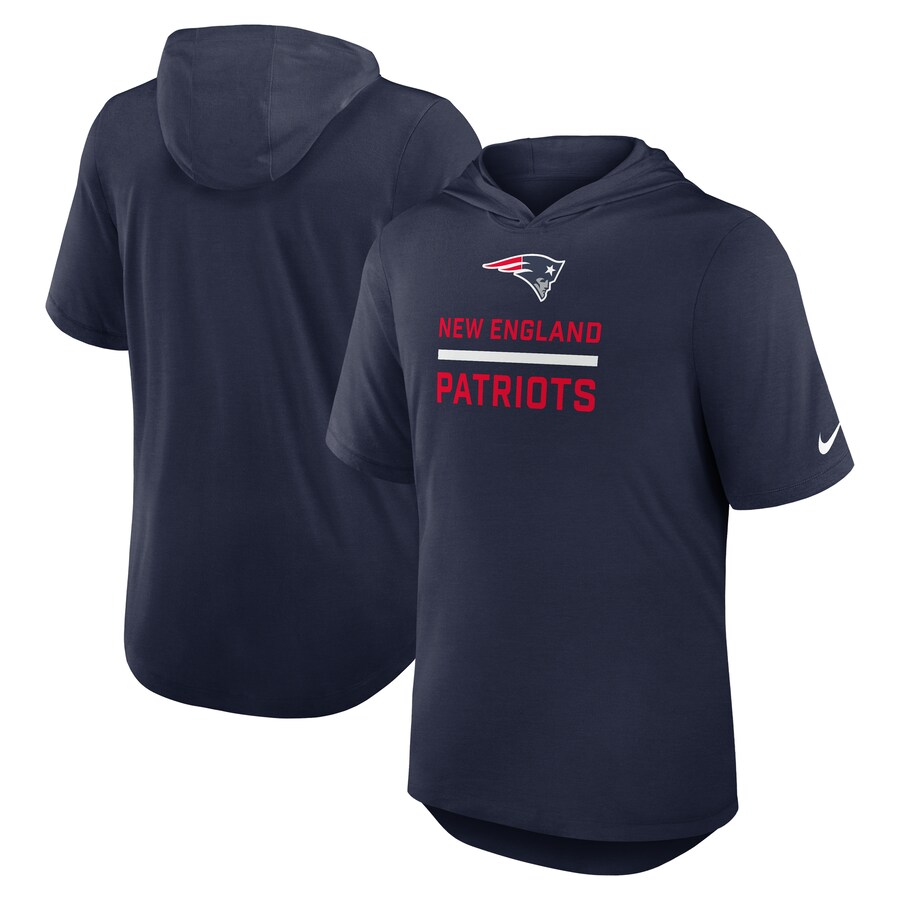 Men's New England Patriots Nike Navy Lockup Tri-Blend Hoodie T-Shirt - Jersey