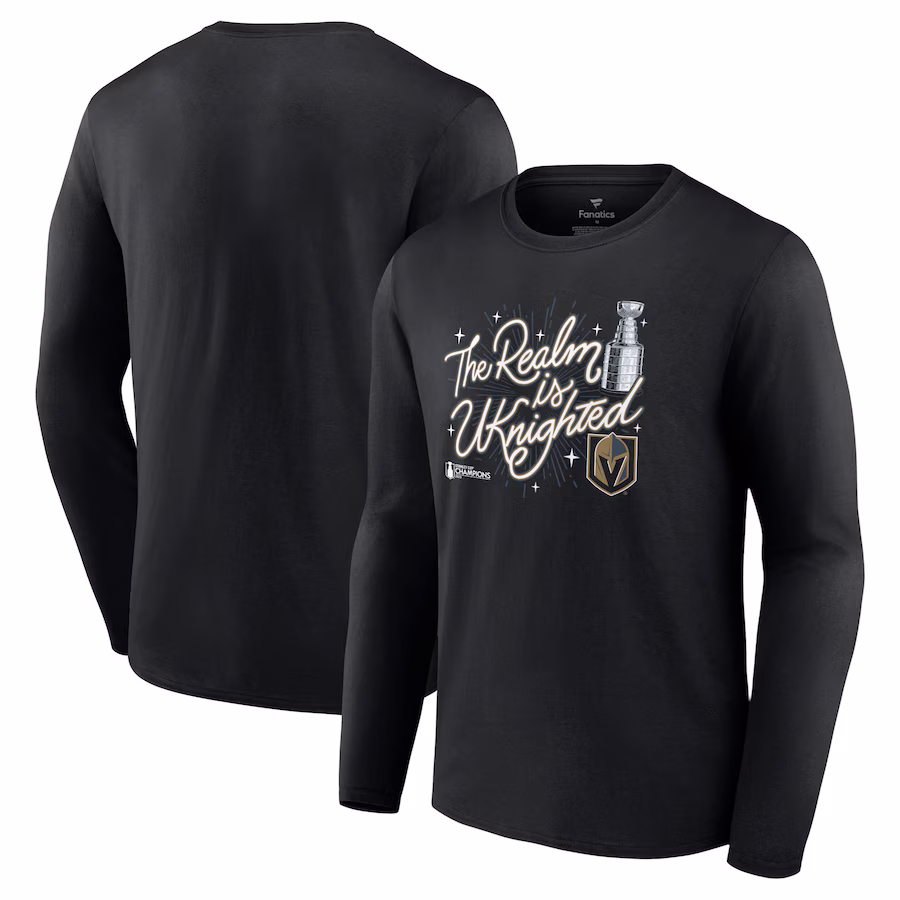 Men's Vegas Golden Knights Fanatics Black 2023 Stanley Cup Champions Celebration Long Sleeve T-Shirt - Jersey