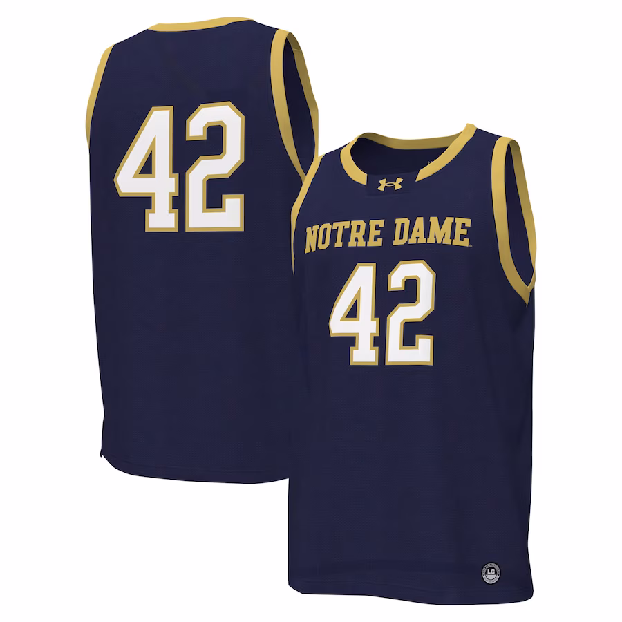 #42 Notre Dame Fighting Irish Under Armour Replica Basketball Jersey - Navy - Jersey
