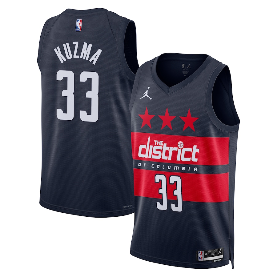 Unisex Washington Wizards Kyle Kuzma Jordan Brand Navy 2024/25 Swingman Jersey - Statement Edition - Jersey