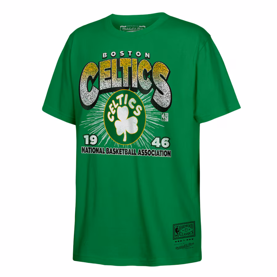 Men's Boston Celtics Mitchell & Ness Kelly Green Hardwood Classics Vintage Hoopster T-Shirt - Jersey