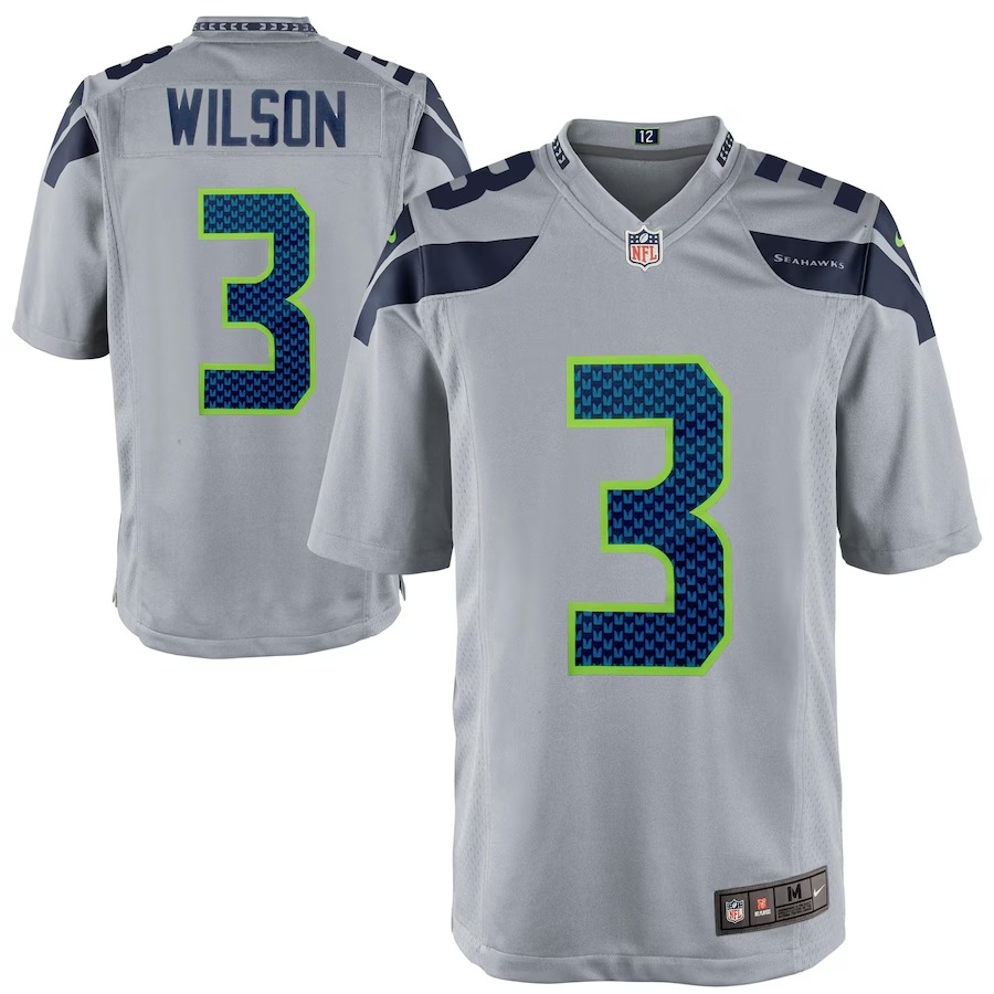 Mens Seattle Seahawks Russell Wilson Nike Gray Alternate Game Jersey - Jersey