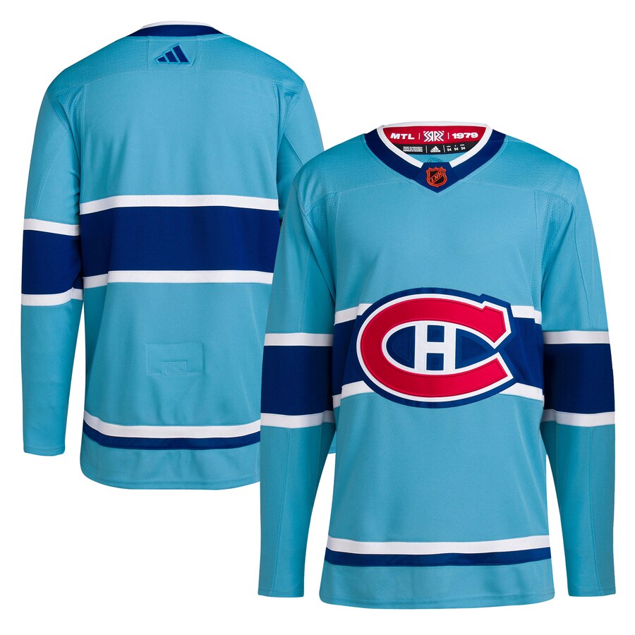 Men's Montreal Canadiens adidas Light Blue Reverse Retro 2.0 Authentic Blank Jersey - Jersey