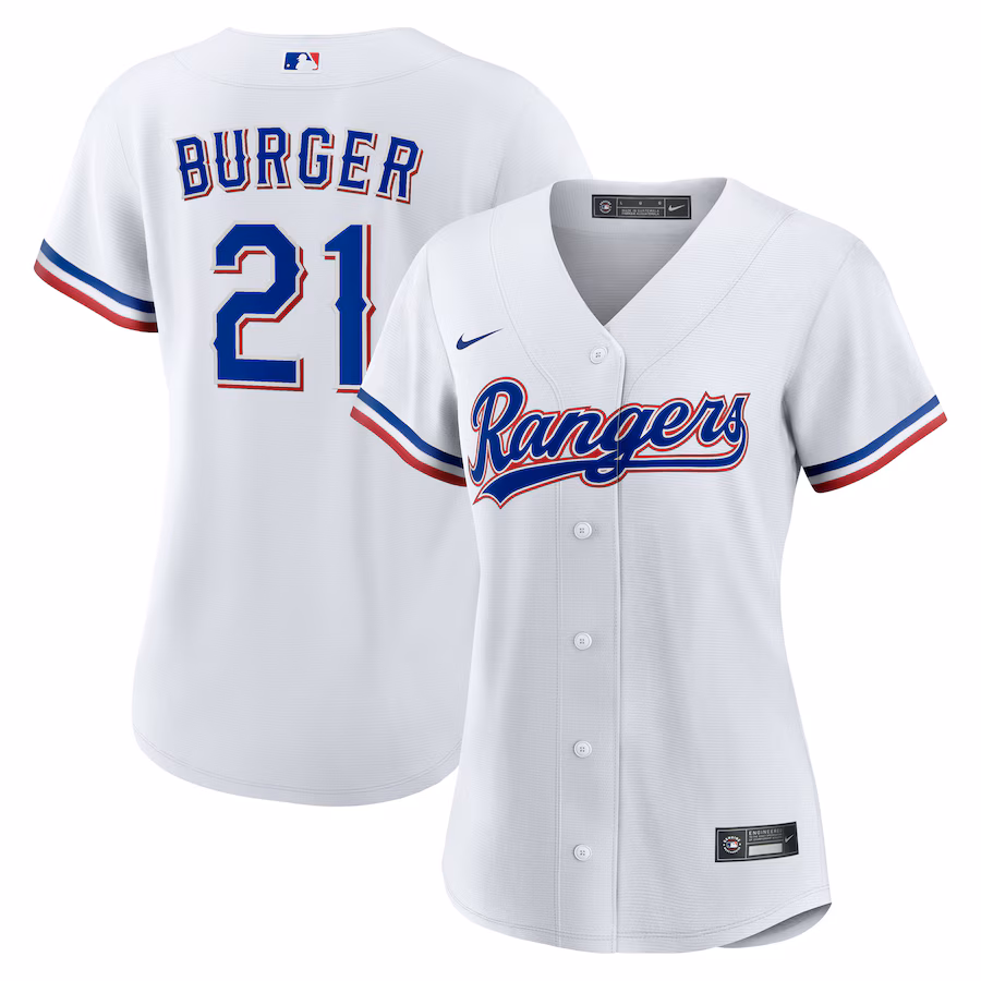 Women's Texas Rangers Jake Burger Nike White Home Replica Jersey - Jersey