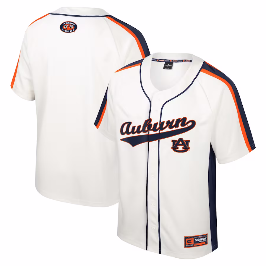 Auburn Tigers Colosseum Ruth Button-Up Baseball Jersey - Cream - Jersey