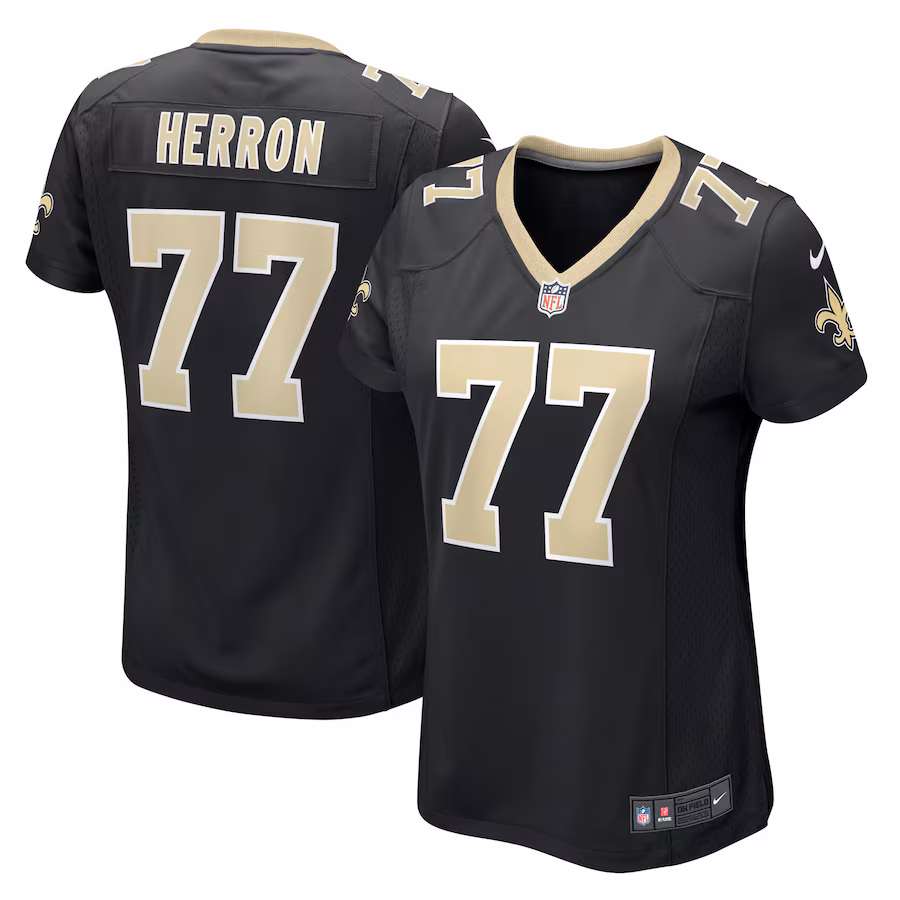 Women's New Orleans Saints Justin Herron Nike Black Game Jersey - Jersey