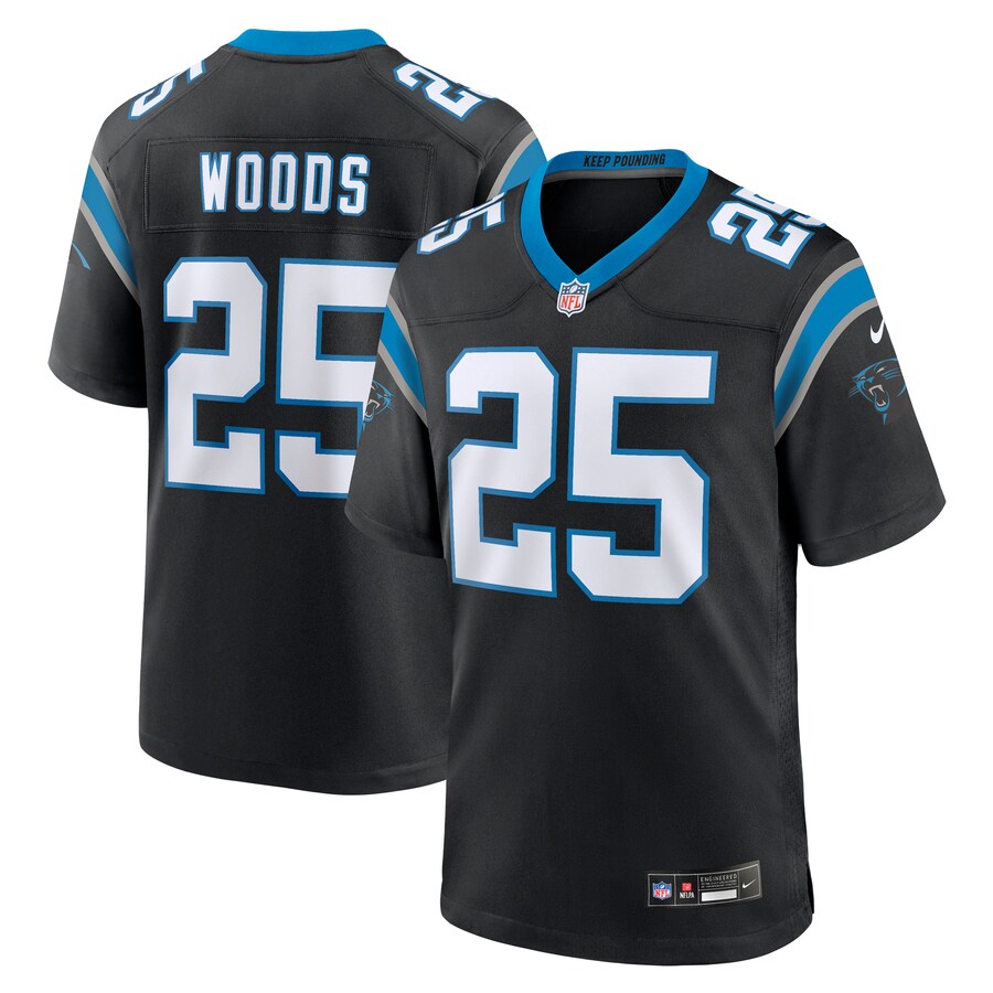 Men's Carolina Panthers Xavier Woods Nike Black Team Game Jersey - Jersey