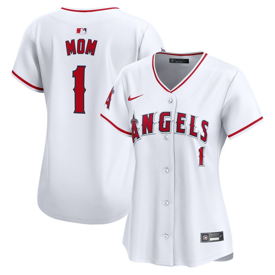 Women's Los Angeles Angels Nike White #1 Mom Home Limited Jersey - Jersey