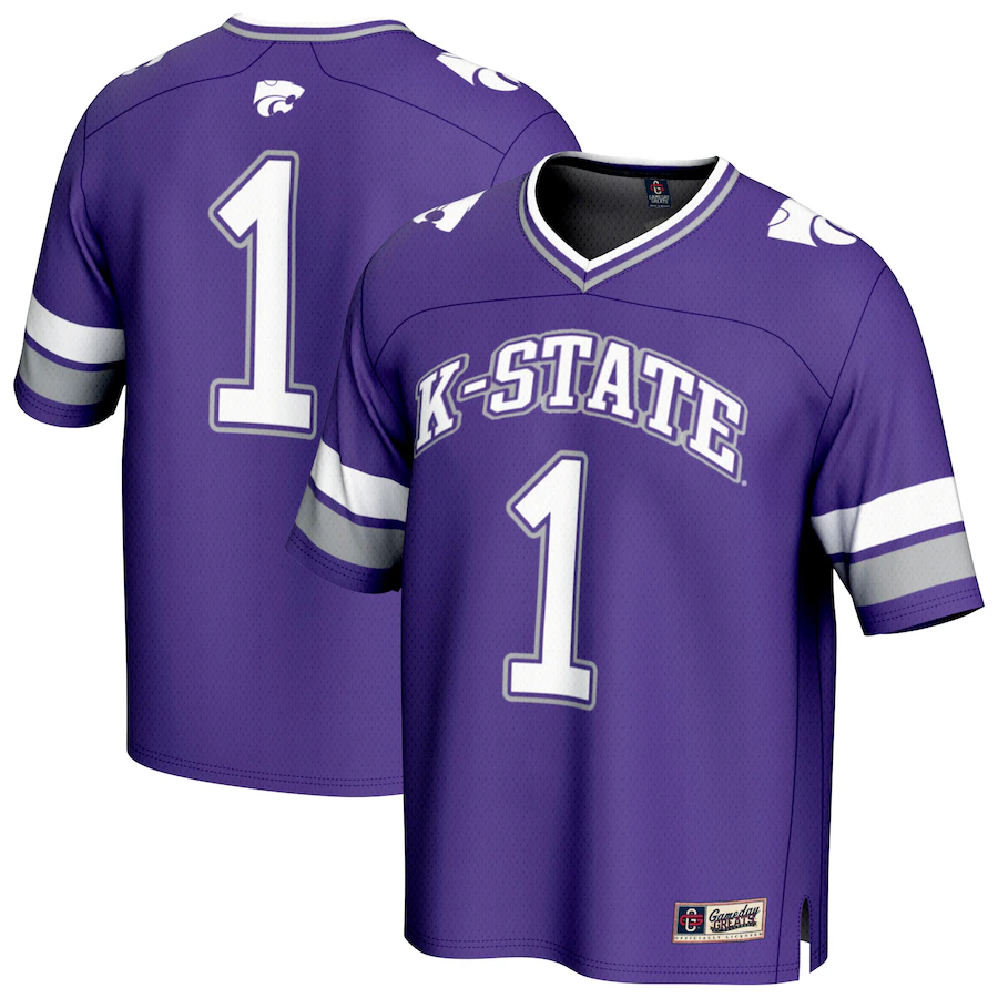 GameDay Greats #1 Purple Kansas State Wildcats Lightweight Collegiate Football Fashion Jersey - Jersey