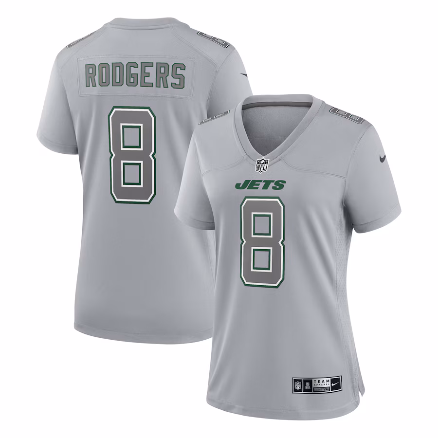 Women's New York Jets Aaron Rodgers Nike Heather Gray Atmosphere Fashion Game Jersey - Jersey