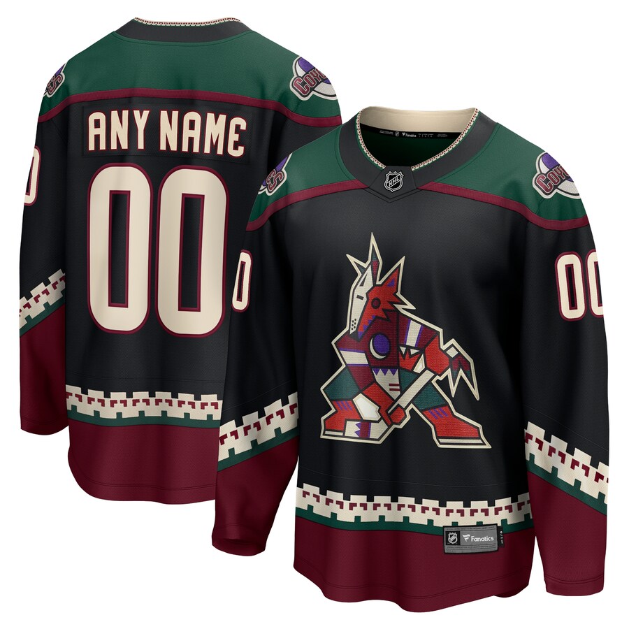 Men's Arizona Coyotes Fanatics Branded Black 2021/22 Home Breakaway Custom Jersey - Jersey