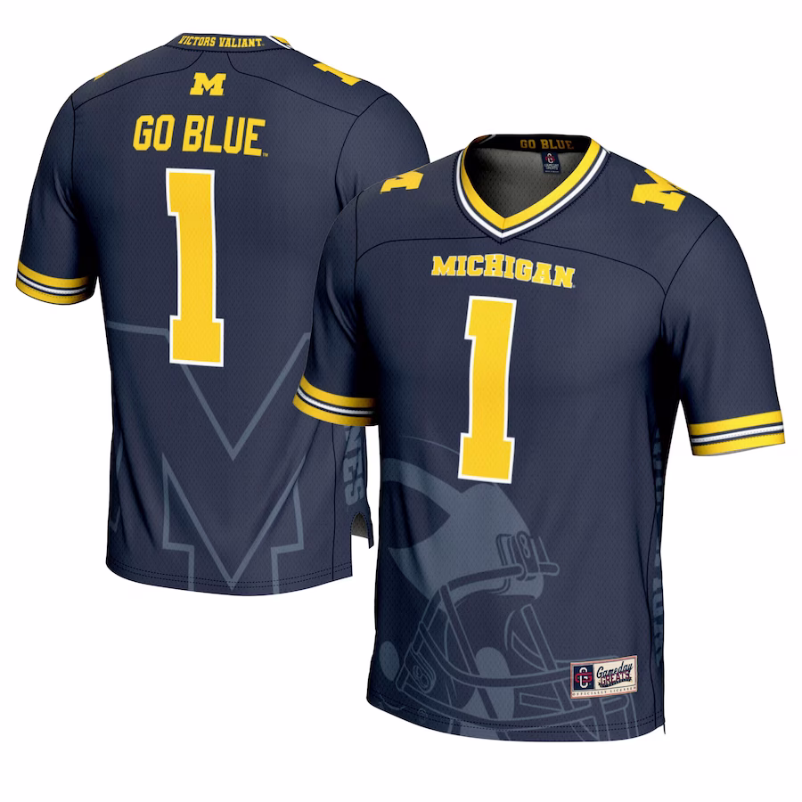 #1 Michigan Wolverines GameDay Greats Youth Icon Print Football Fashion Jersey - Navy - Jersey
