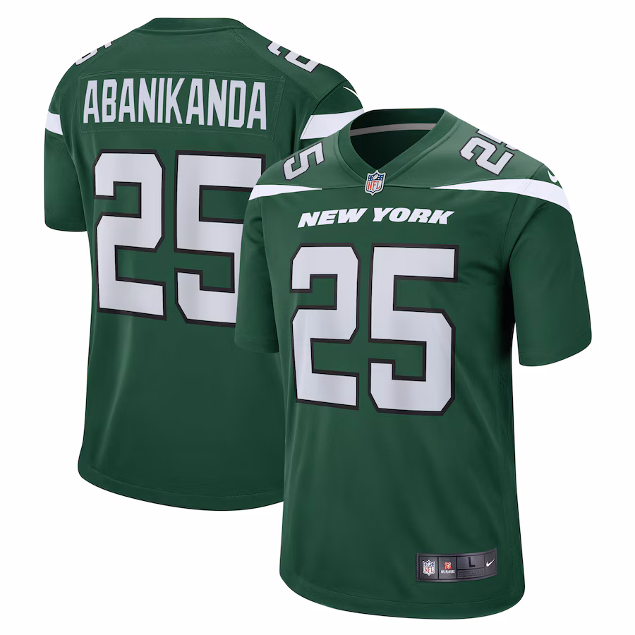Men's New York Jets Israel Abanikanda Nike Gotham Green  Game Jersey - Jersey